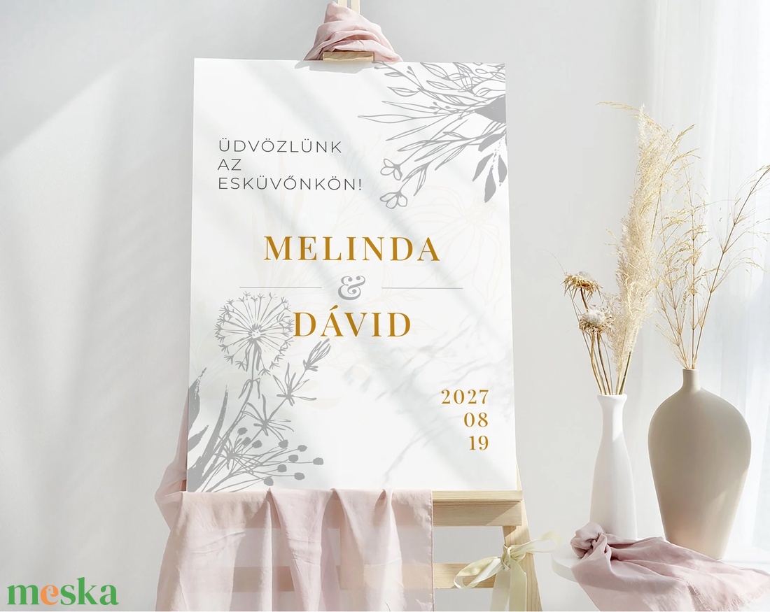 Botanikus ültető tábla esküvőre, minimál ültetési rend poszter - esküvő - dekoráció - tábla & jelzés - Meska.hu