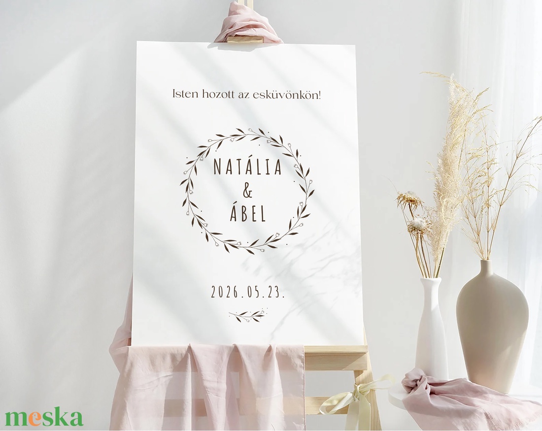 Esküvői üdvözlő tábla, poszter, Natália - esküvő - dekoráció - tábla & jelzés - Meska.hu