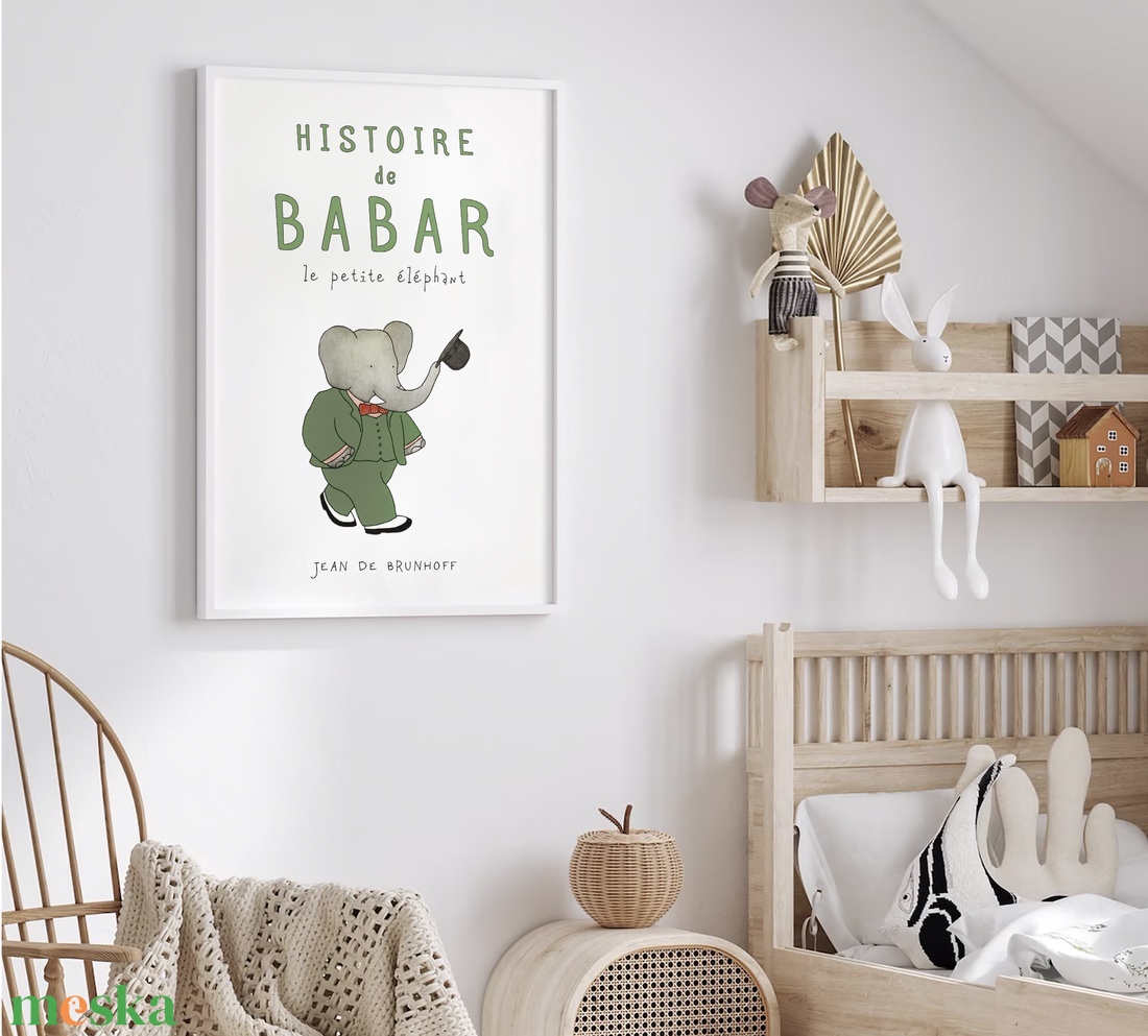 Babar elefántos poszter, gyerekszoba falikép, plakát - otthon & életmód - babaszoba, gyerekszoba - babaszoba kép - Meska.hu