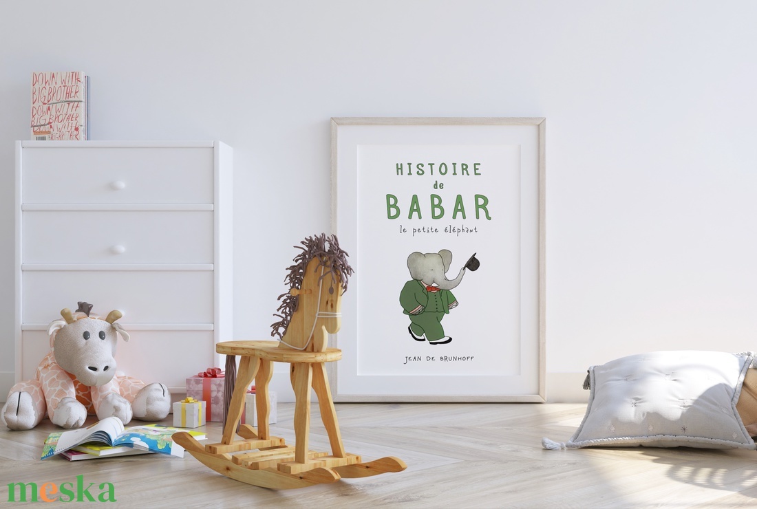 Babar elefántos poszter, gyerekszoba falikép, plakát - otthon & életmód - babaszoba, gyerekszoba - babaszoba kép - Meska.hu