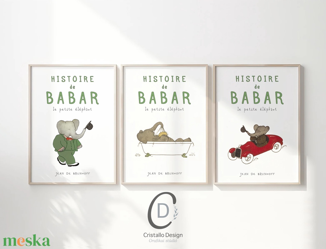 Babar elefántos poszter, gyerekszoba falikép, plakát - otthon & életmód - babaszoba, gyerekszoba - babaszoba kép - Meska.hu