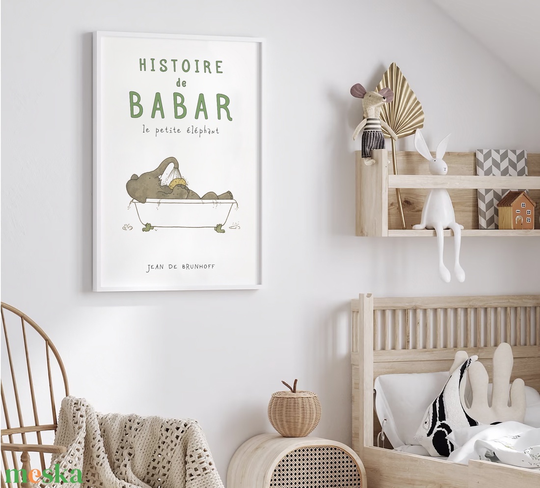 Babar elefántos poszter, gyerekszoba falikép, plakát - otthon & életmód - babaszoba, gyerekszoba - babaszoba kép - Meska.hu
