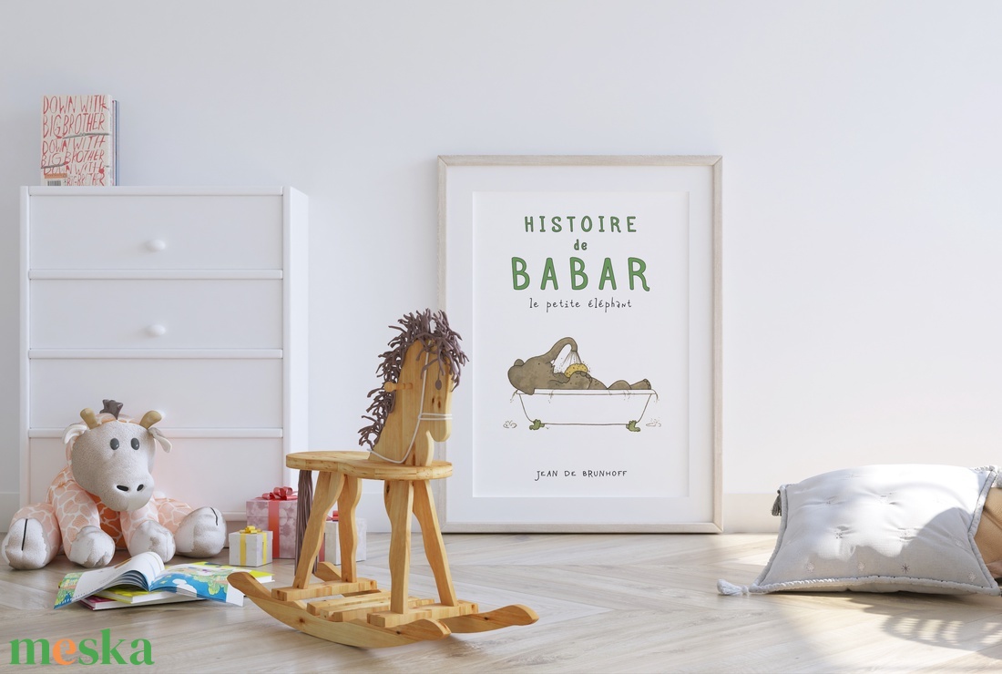Babar elefántos poszter, gyerekszoba falikép, plakát - otthon & életmód - babaszoba, gyerekszoba - babaszoba kép - Meska.hu