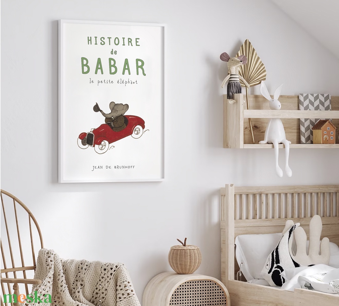 Babar elefántos poszter, gyerekszoba falikép, plakát - otthon & életmód - babaszoba, gyerekszoba - babaszoba kép - Meska.hu