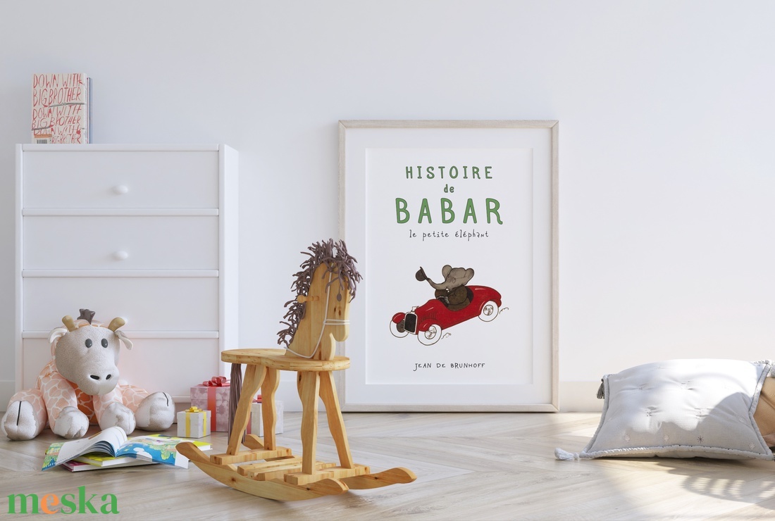 Babar elefántos poszter, gyerekszoba falikép, plakát - otthon & életmód - babaszoba, gyerekszoba - babaszoba kép - Meska.hu