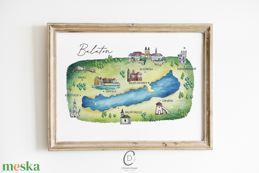 Balaton térkép, gyerekszoba dekoráció, poszter - otthon & életmód - babaszoba, gyerekszoba - babaszoba kép - Meska.hu