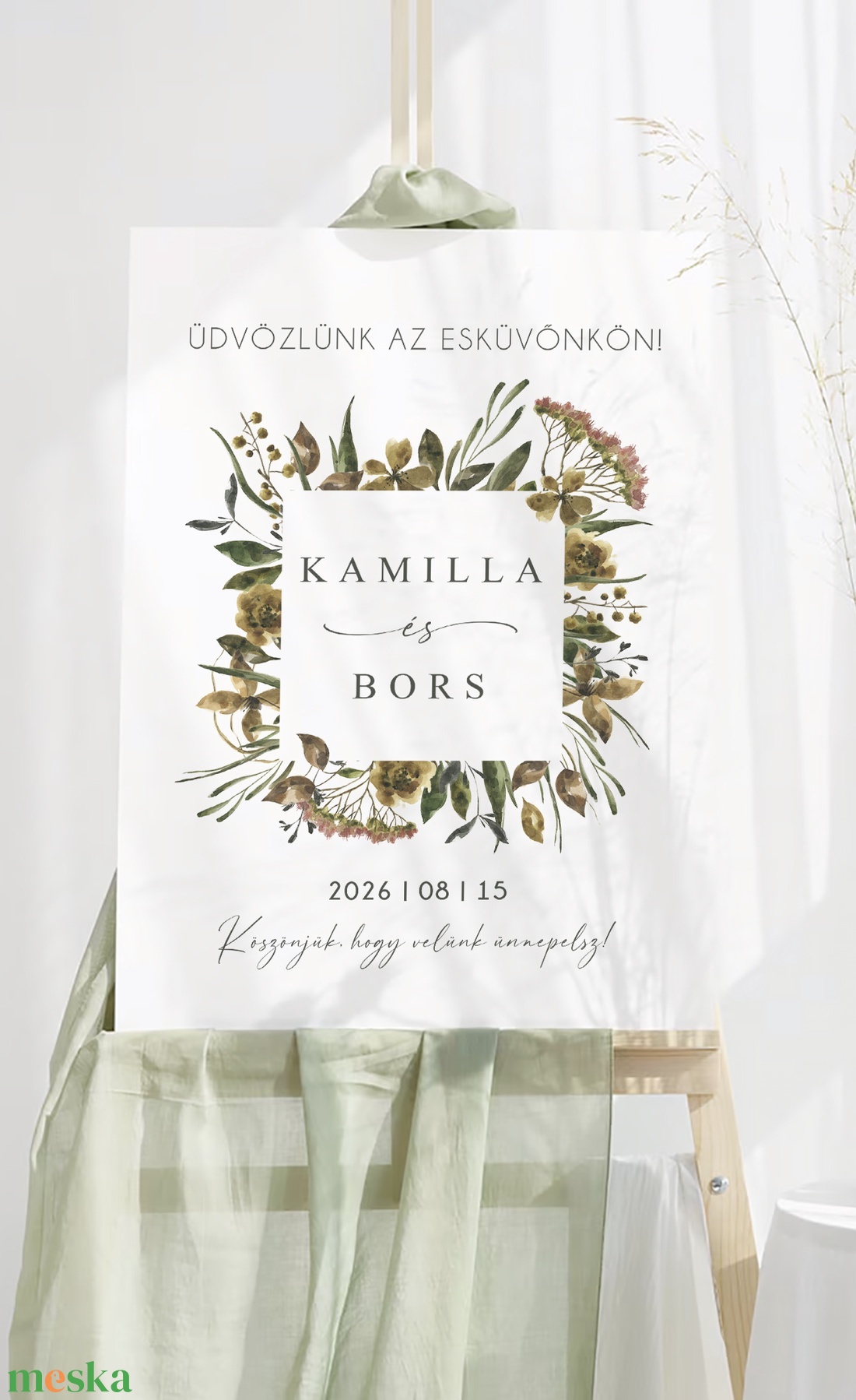 Ültető tábla esküvőre, Herbárium ültetési rend tábla, poszter - esküvő - dekoráció - tábla & jelzés - Meska.hu