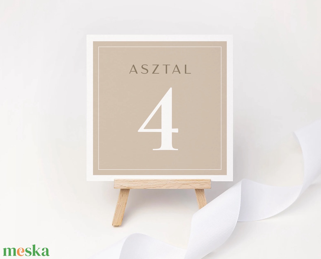 Taupe esküvői asztalszám - esküvő - meghívó & kártya - menü - Meska.hu