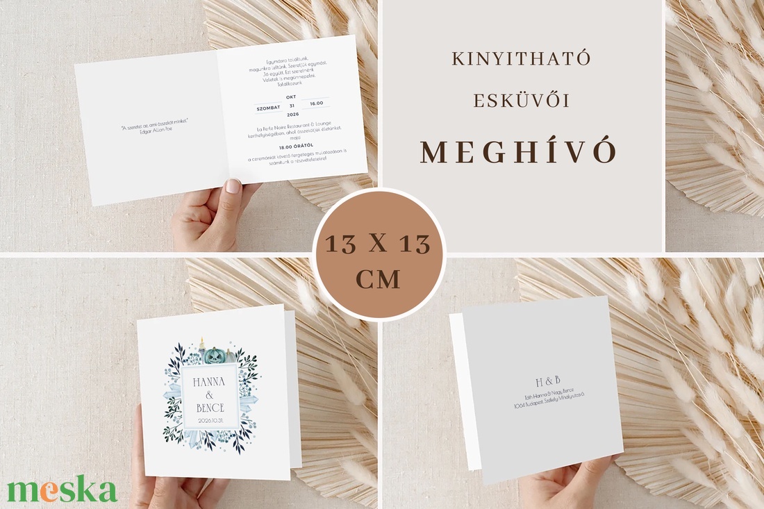 Halloween esküvői meghívó, kinyitható képeslap, őszi, loft esküvő - esküvő - meghívó & kártya - meghívó - Meska.hu