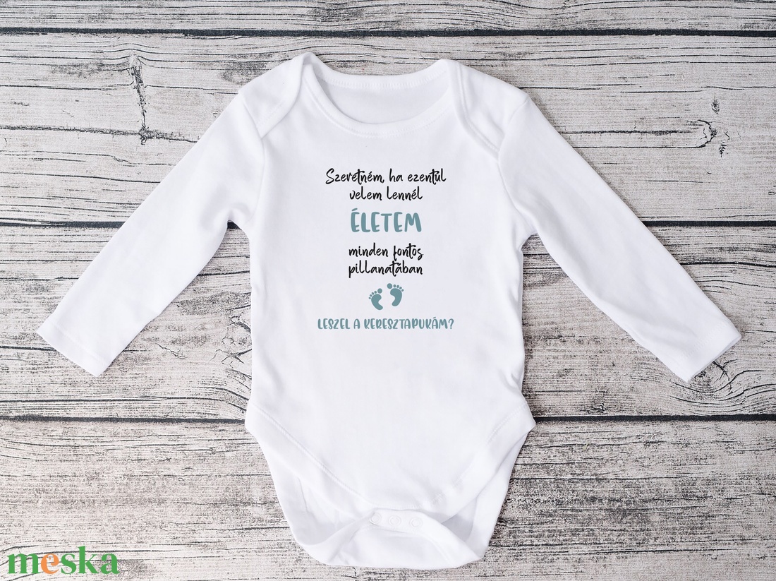 Keresztszülő felkérő baba body - ruha & divat - babaruha & gyerekruha - body - Meska.hu