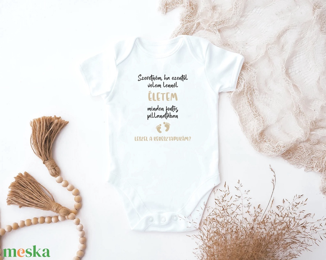 Keresztszülő felkérő baba body - ruha & divat - babaruha & gyerekruha - body - Meska.hu
