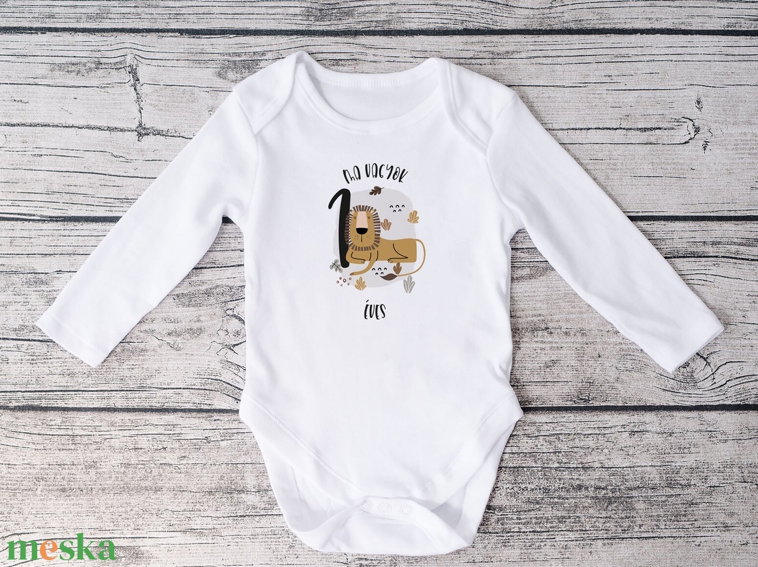 Születésnapra oroszlános ajándék, szafari állatos baba body - ruha & divat - babaruha & gyerekruha - body - Meska.hu