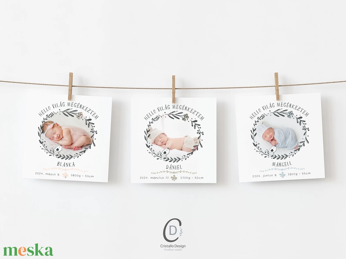 Bababejelentő kártya, fényképes megérkeztem képeslap, unisex - otthon & életmód - papír, írószer - ajándékozás kellékei - képeslap, üdvözlőlap - Meska.hu