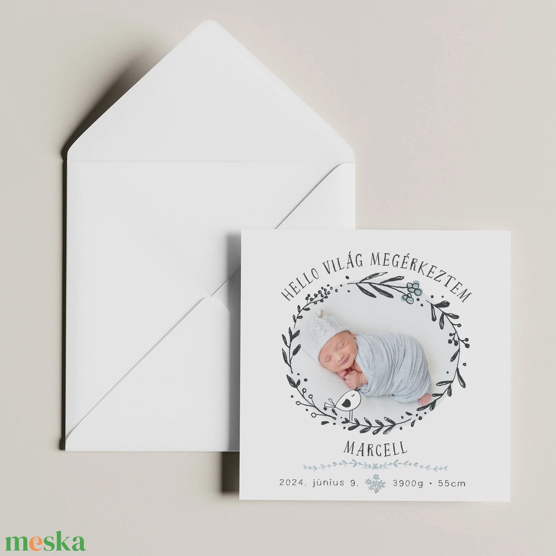Bababejelentő kártya, fényképes megérkeztem képeslap, unisex - otthon & életmód - papír, írószer - ajándékozás kellékei - képeslap, üdvözlőlap - Meska.hu