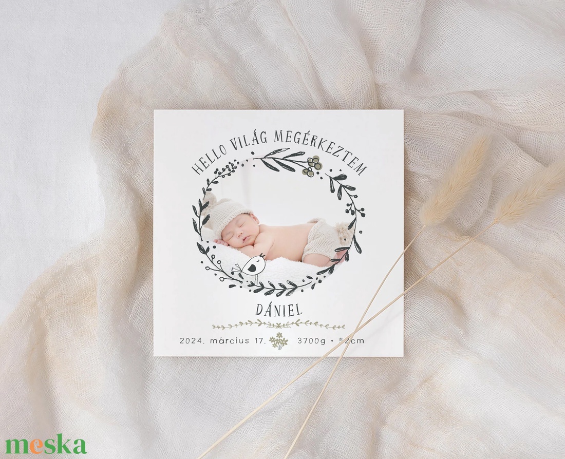 Bababejelentő kártya, fényképes megérkeztem képeslap, unisex - otthon & életmód - papír, írószer - ajándékozás kellékei - képeslap, üdvözlőlap - Meska.hu