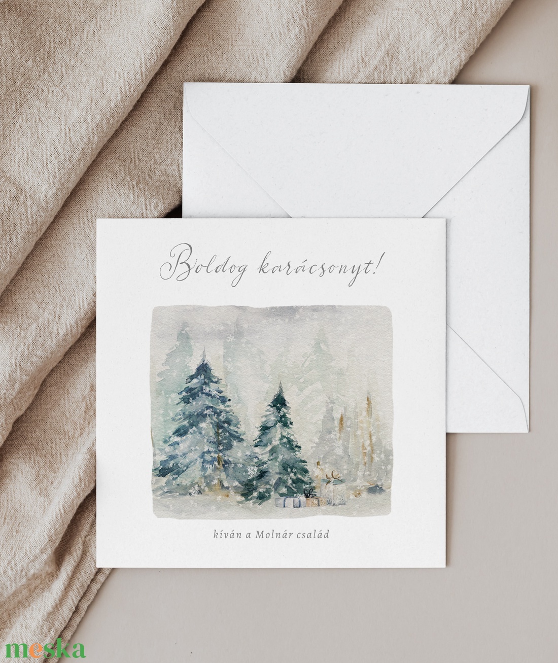 Fényképes karácsonyi képeslap, családi üdvözlőlap, greenery ajándékkísérő - karácsony - karácsonyi ajándékozás - karácsonyi képeslap, üdvözlőlap, ajándékkísérő - Meska.hu
