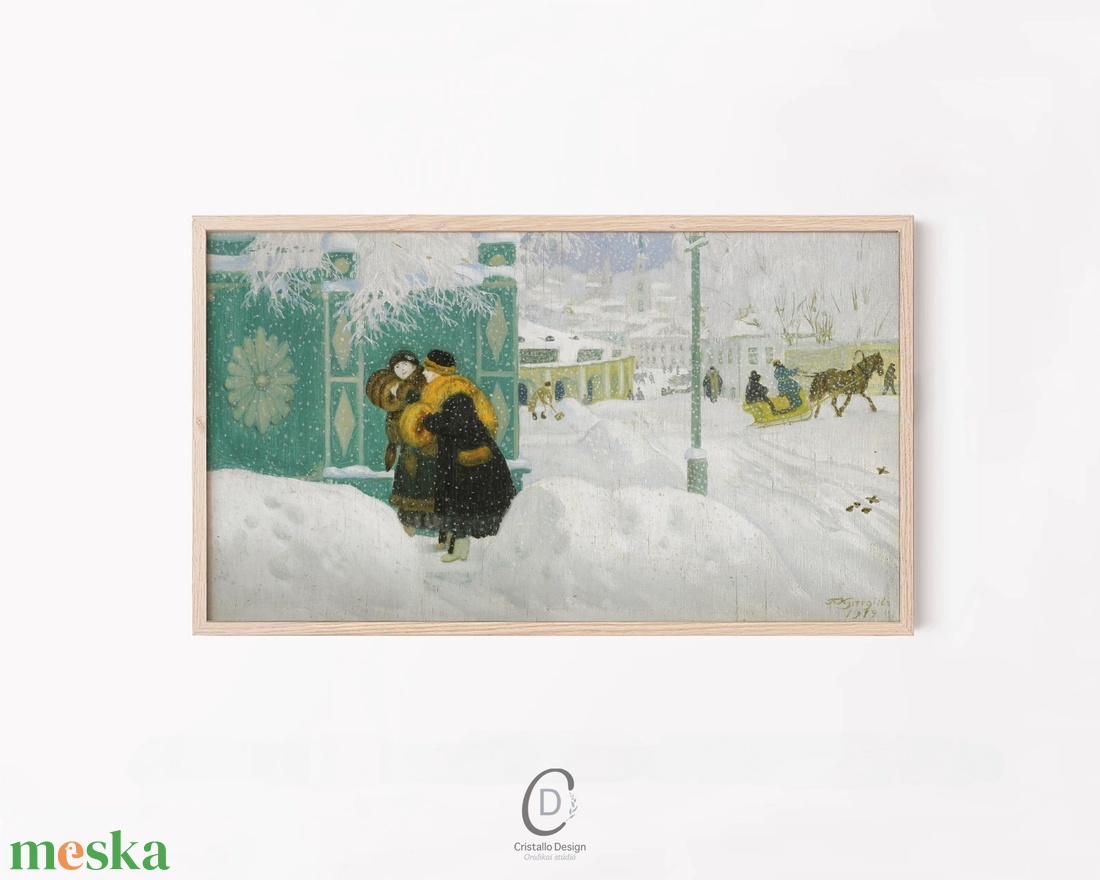 Téli festmény, karácsonyi dekoráció, Samsung The Frame TV kép, digitális - karácsony - karácsonyi lakásdekoráció - karácsonyi lakásdíszek - Meska.hu