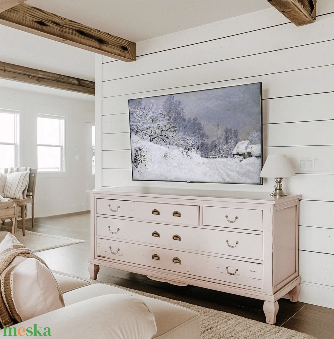 Monet festmény, karácsonyi dekoráció, Samsung Frame TV kép, digitális - karácsony - karácsonyi lakásdekoráció - karácsonyi lakásdíszek - Meska.hu