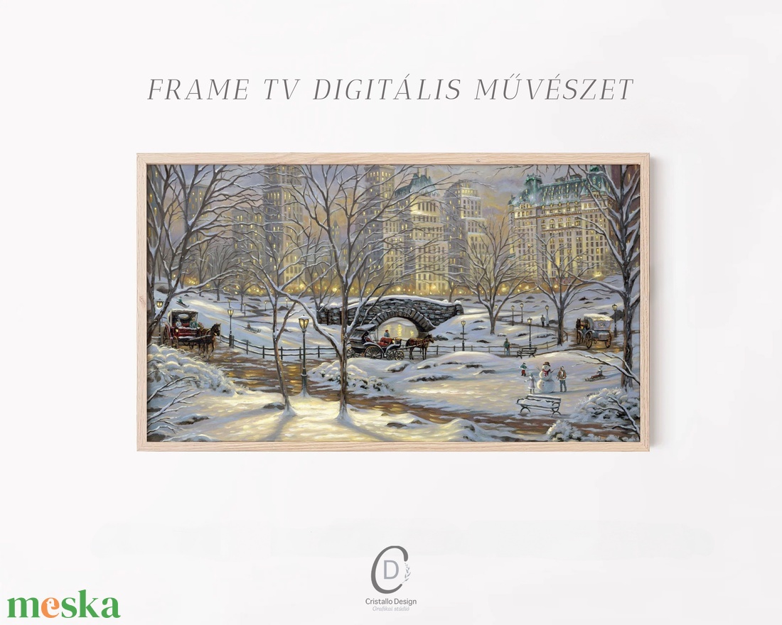 Téli festmény, karácsonyi dekoráció, Samsung The Frame TV kép, digitális - karácsony - karácsonyi lakásdekoráció - karácsonyi lakásdíszek - Meska.hu
