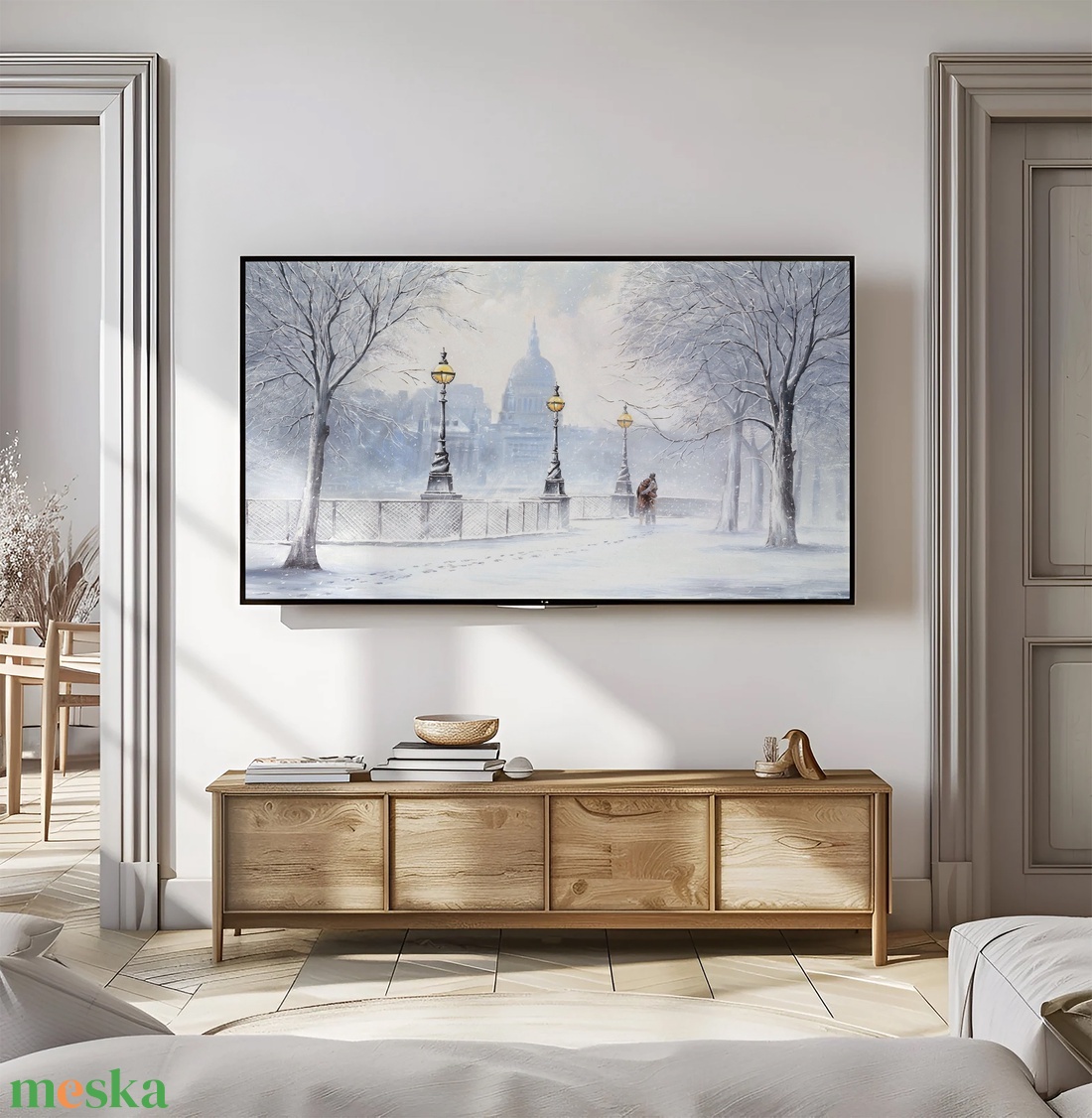 Téli festmény, karácsonyi dekoráció, Samsung The Frame TV kép, digitális - karácsony - karácsonyi lakásdekoráció - karácsonyi lakásdíszek - Meska.hu
