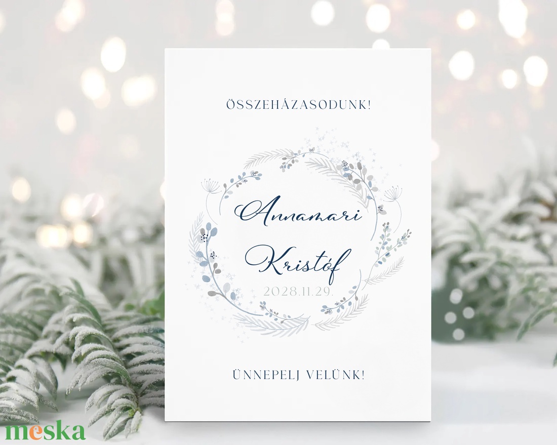 Winter esküvői meghívó kártya, képeslap - esküvő - meghívó & kártya - meghívó - Meska.hu