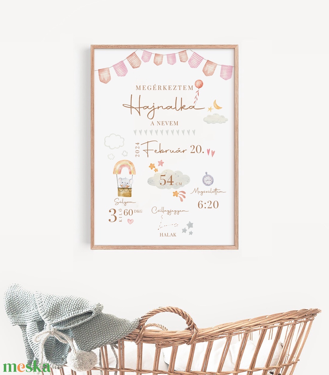 Megérkeztem baba poszter, megszülettem betű poszter, monogram, csillagjegy - otthon & életmód - babaszoba, gyerekszoba - babaszoba dekoráció - Meska.hu