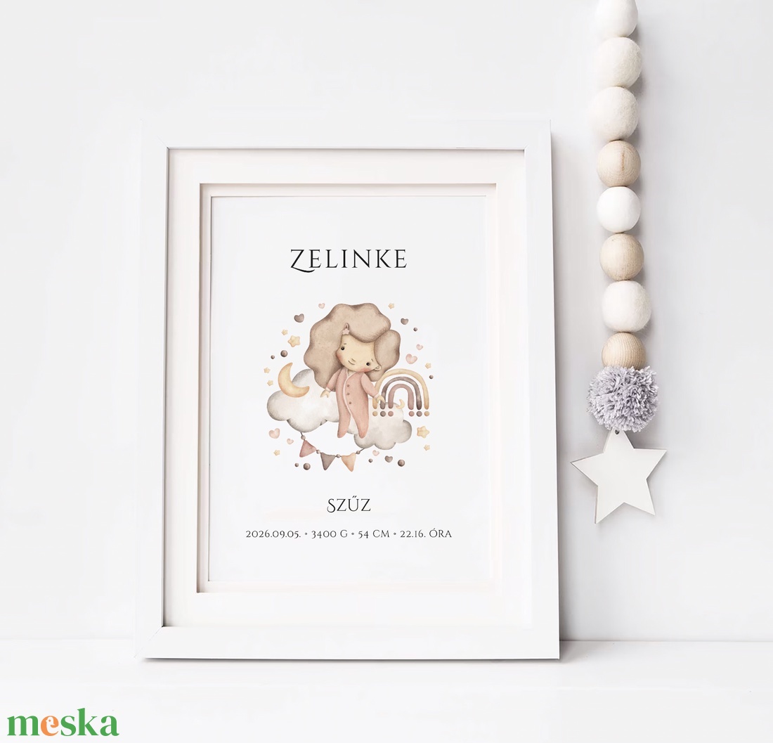Szűz gyerek horoszkóp, egyedi csillagjegyes kép, megérkeztem falikép - otthon & életmód - babaszoba, gyerekszoba - babaszoba kép - Meska.hu