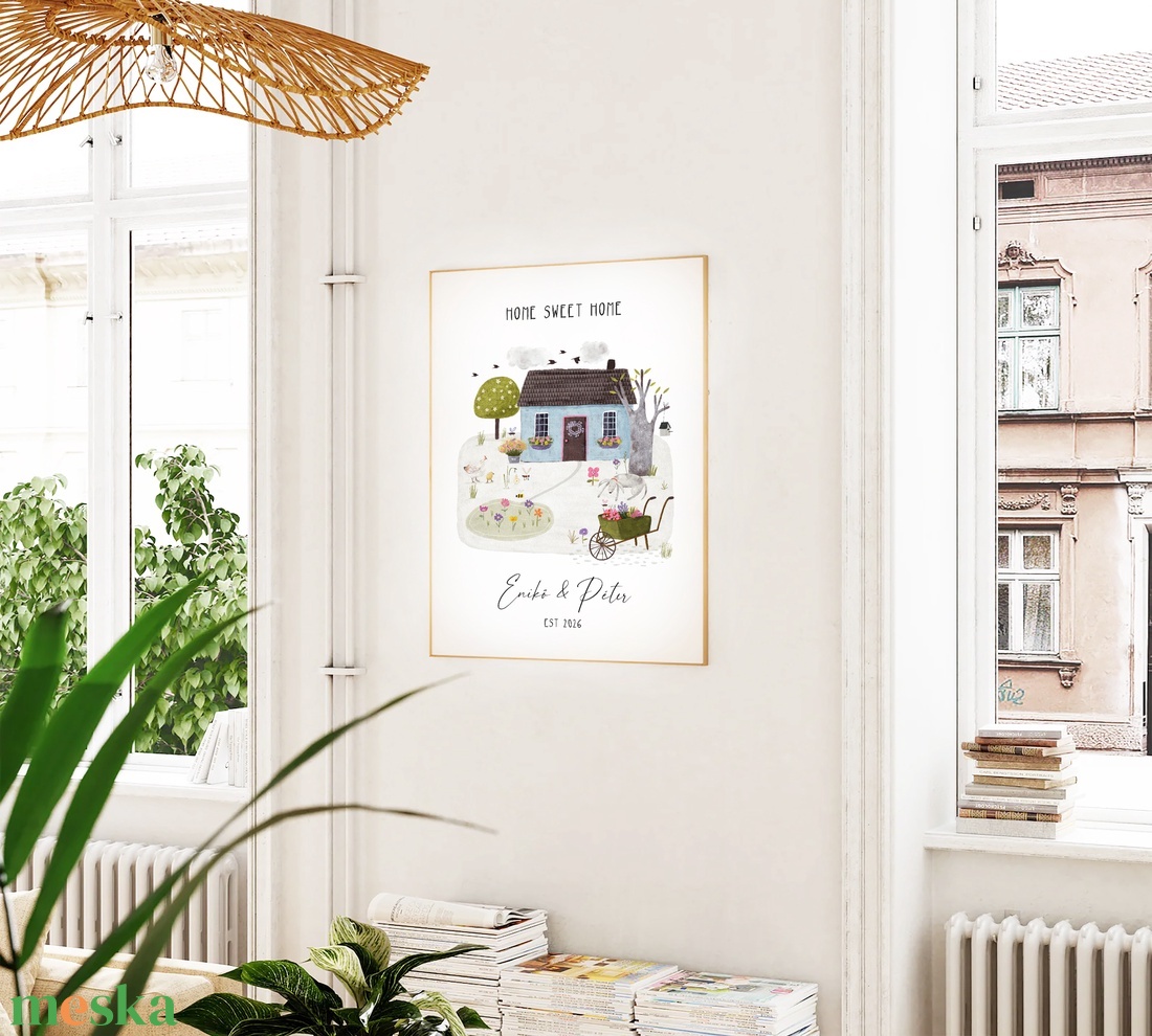 Személyre szóló házavató poszter, lakásavató kép, nászajándék, névre szoló páros, évfordulós ajándék, home sweet home - otthon & életmód - dekoráció - kép & falikép - poszter - Meska.hu