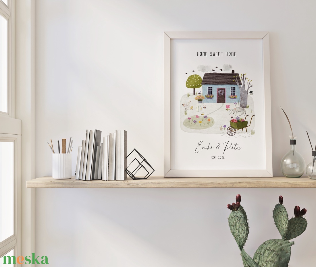 Személyre szóló házavató poszter, lakásavató kép, nászajándék, névre szoló páros, évfordulós ajándék, home sweet home - otthon & életmód - dekoráció - kép & falikép - poszter - Meska.hu