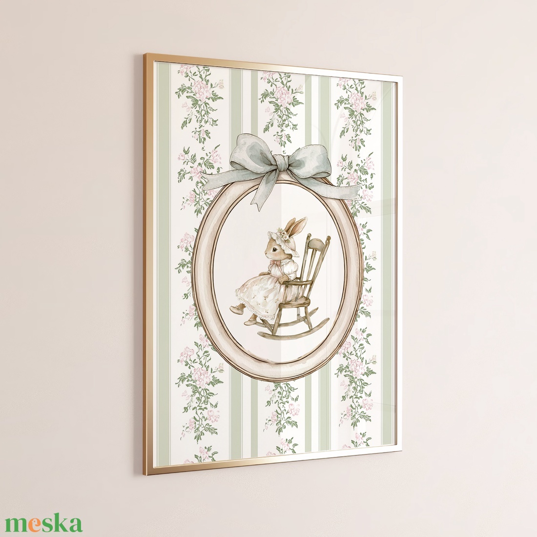 Nyuszi illusztrációs kép, vintage poszter, húsvéti falikép szett 3 db - baba - mama - babaszoba-dekoráció - babaszoba kép - Meska.hu