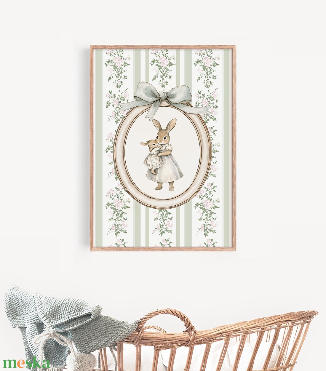 Nyuszi illusztrációs kép, vintage poszter, húsvéti falikép szett 3 db - baba - mama - babaszoba-dekoráció - babaszoba kép - Meska.hu