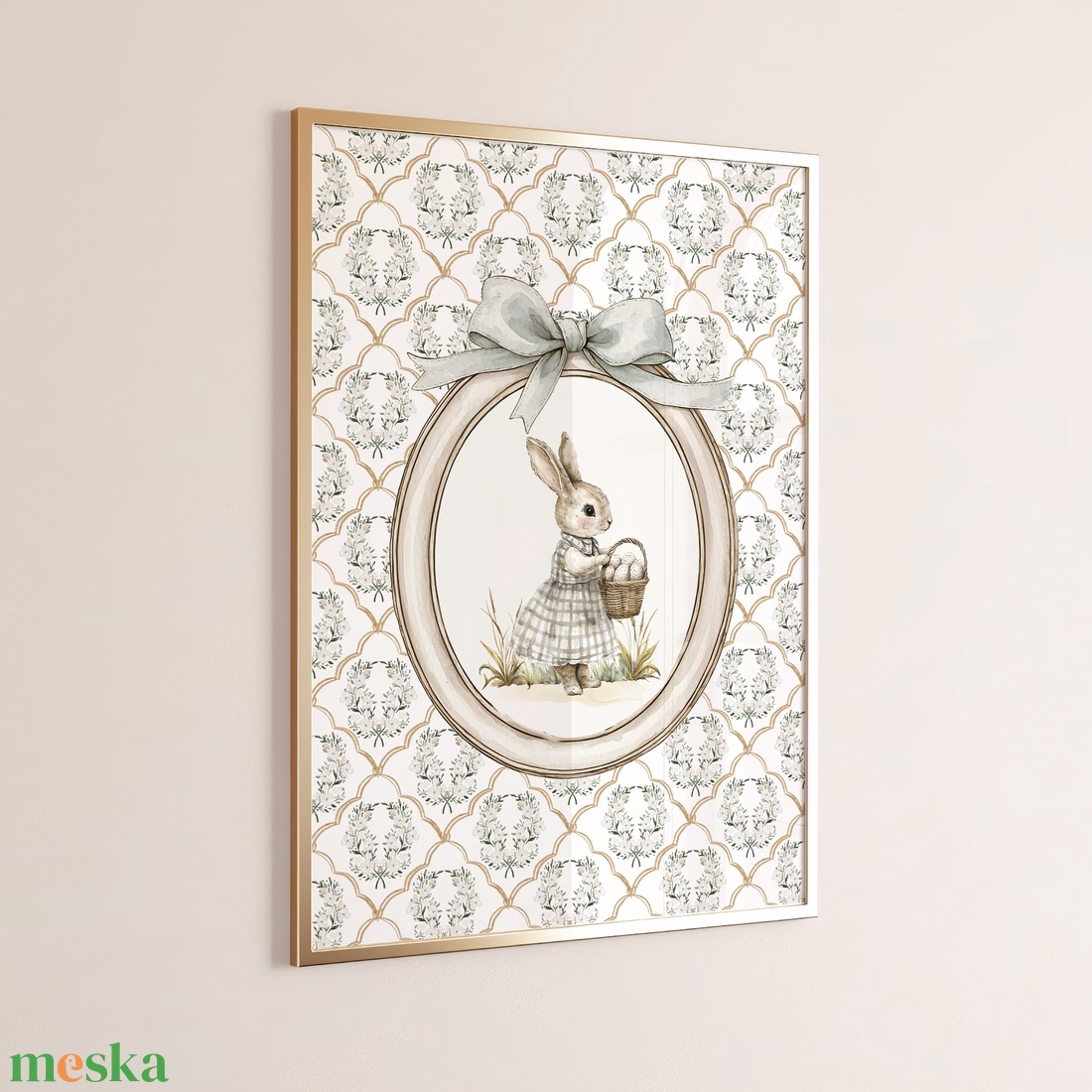 Nyuszi illusztrációs kép, húsvéti poszter, tavaszi gyerekszoba falikép szett 2 db - otthon & életmód - babaszoba, gyerekszoba - babaszoba kép - Meska.hu