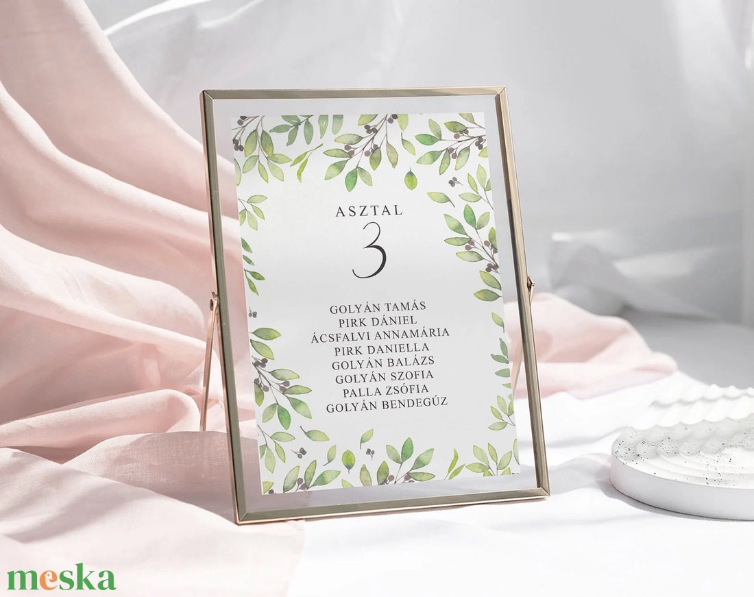 Olíva ültetési rend, asztalszám, greenery esküvői kártya szett 9 db - esküvő - meghívó & kártya - ültetési rend - Meska.hu