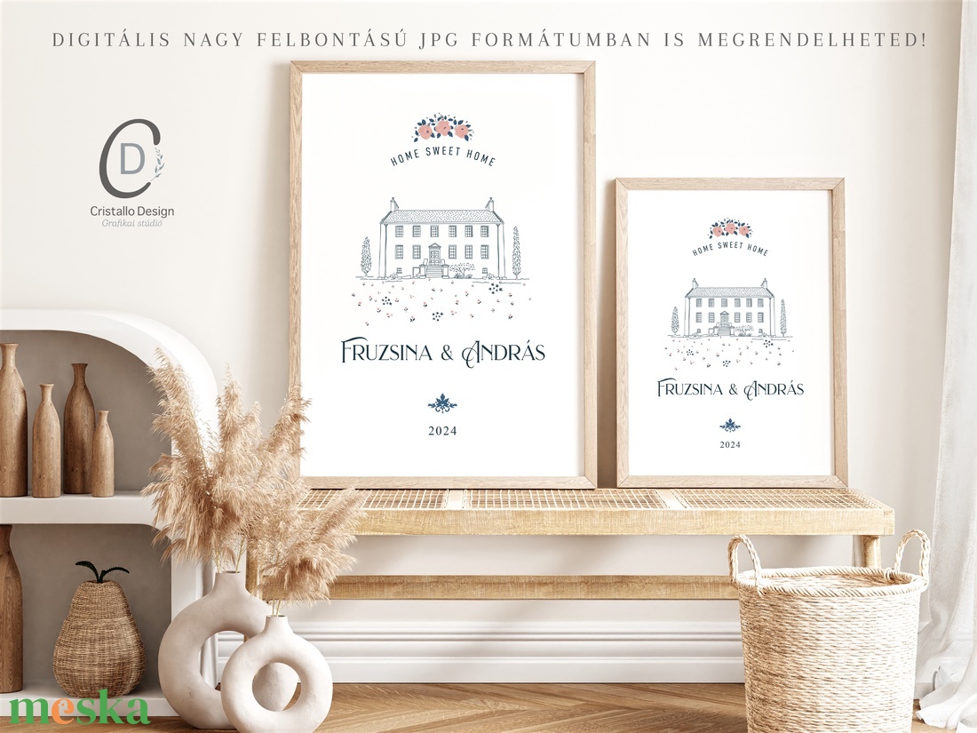 Személyre szóló házavató, lakásavató kép, nászajándék, évfordulós, páros ajándék, home sweet home poszter - otthon & életmód - dekoráció - kép & falikép - poszter - Meska.hu