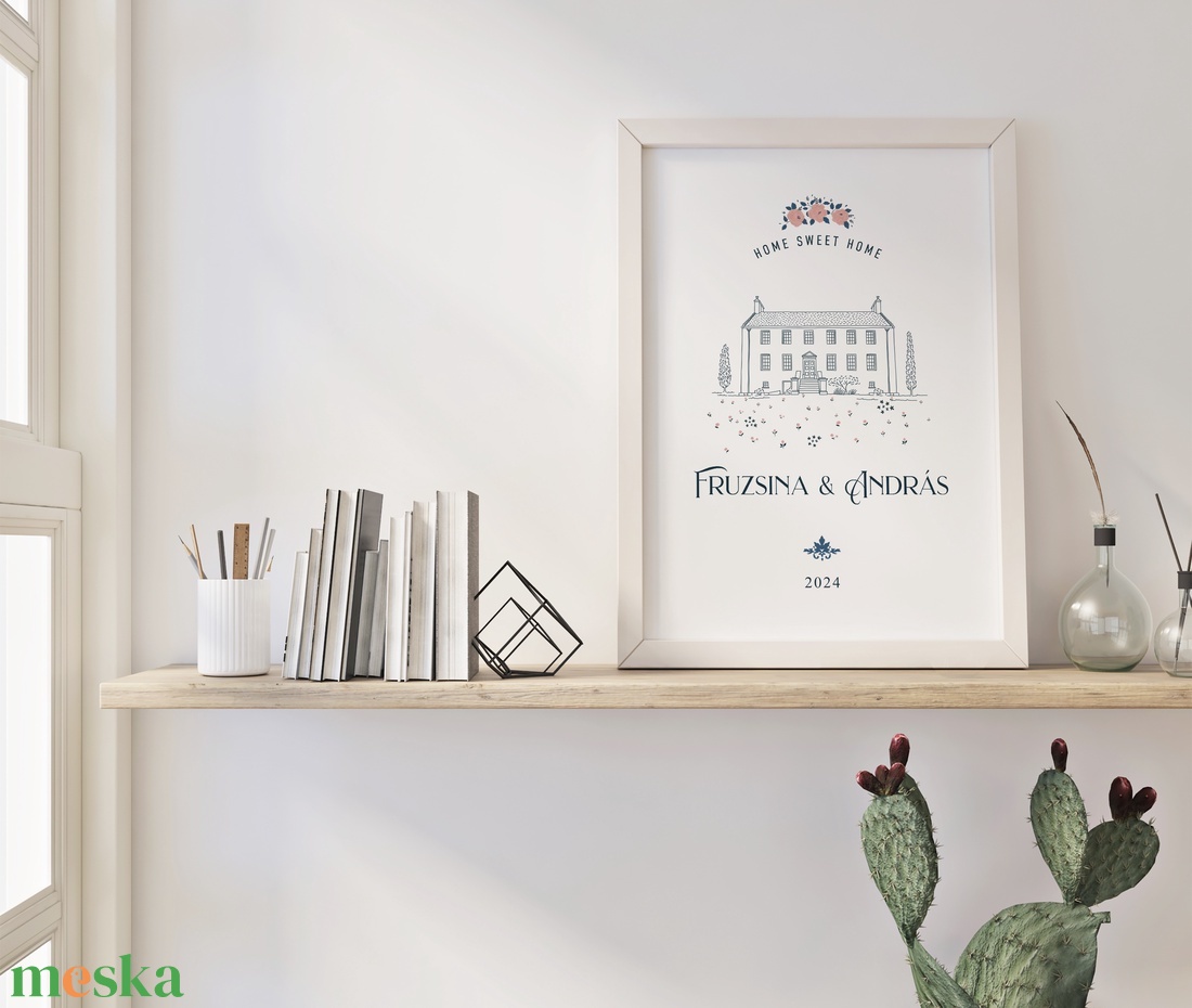 Személyre szóló házavató, lakásavató kép, nászajándék, évfordulós, páros ajándék, home sweet home poszter - otthon & életmód - dekoráció - kép & falikép - poszter - Meska.hu