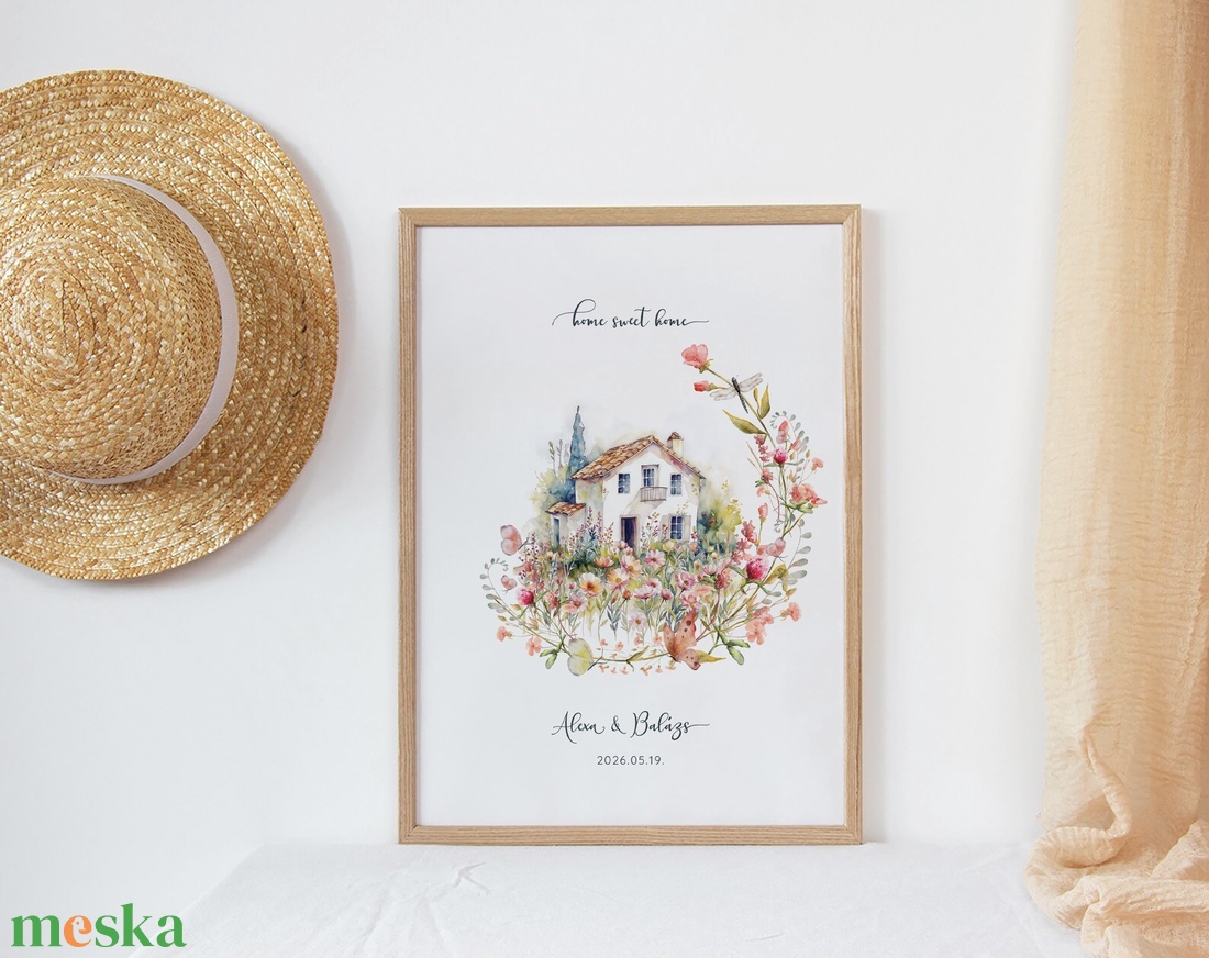 Személyre szóló házavató, lakásavató kép, nászajándék, évfordulós, páros ajándék, home sweet home poszter - otthon & életmód - dekoráció - kép & falikép - poszter - Meska.hu