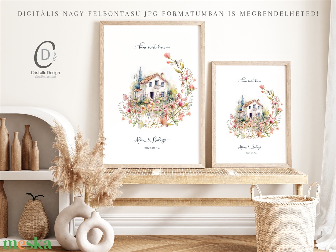 Személyre szóló házavató, lakásavató kép, nászajándék, évfordulós, páros ajándék, home sweet home poszter - otthon & életmód - dekoráció - kép & falikép - poszter - Meska.hu