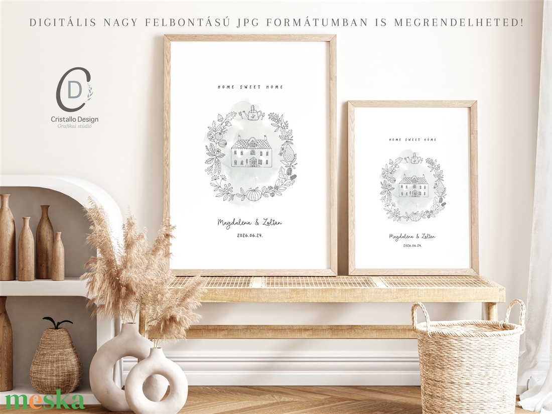 Személyre szóló házavató, lakásavató kép, nászajándék, évfordulós, páros ajándék, home sweet home poszter - otthon & életmód - dekoráció - kép & falikép - poszter - Meska.hu