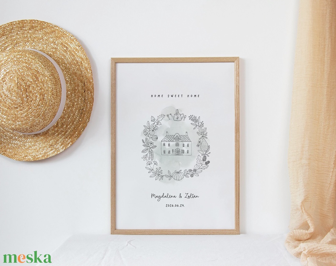 Személyre szóló házavató, lakásavató kép, nászajándék, évfordulós, páros ajándék, home sweet home poszter - otthon & életmód - dekoráció - kép & falikép - poszter - Meska.hu