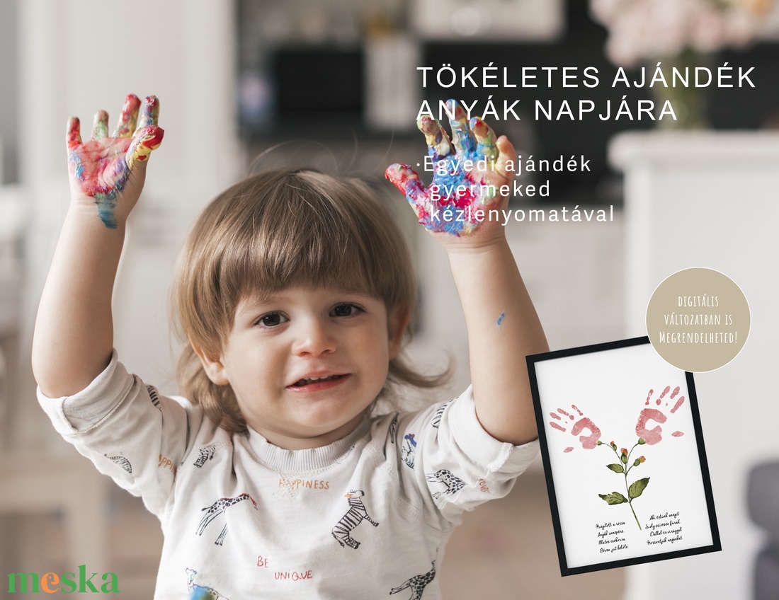 Anyák napi ajándék, egyedi kézlenyomatos poszter, verses ajándék - otthon & életmód - dekoráció - kép & falikép - poszter - Meska.hu