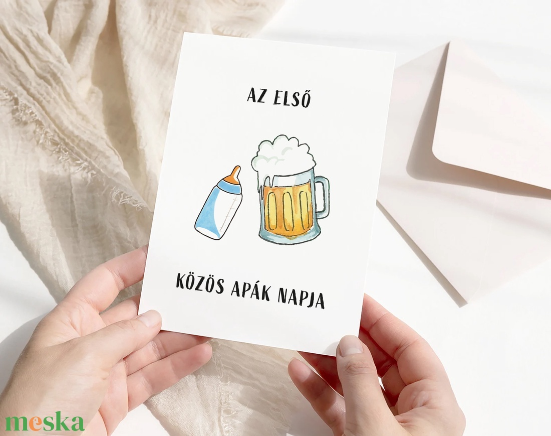 Vicces Apák napi ajándékkísérő, első Apák napja képeslap - otthon & életmód - papír, írószer - ajándékozás kellékei - képeslap, üdvözlőlap - Meska.hu