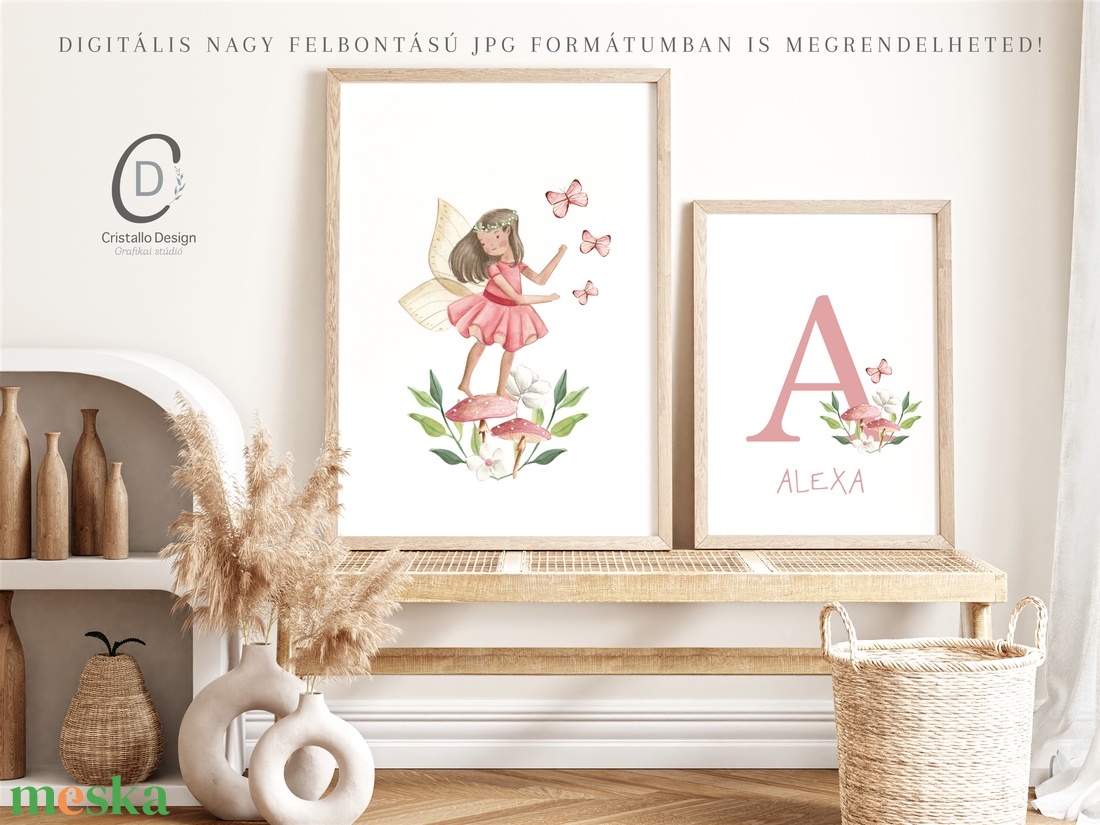 Tavasz tündéres babaszoba poszter, egyedi névre szóló falikép szett 3 db - otthon & életmód - dekoráció - fali és függő dekoráció - betű & név - Meska.hu