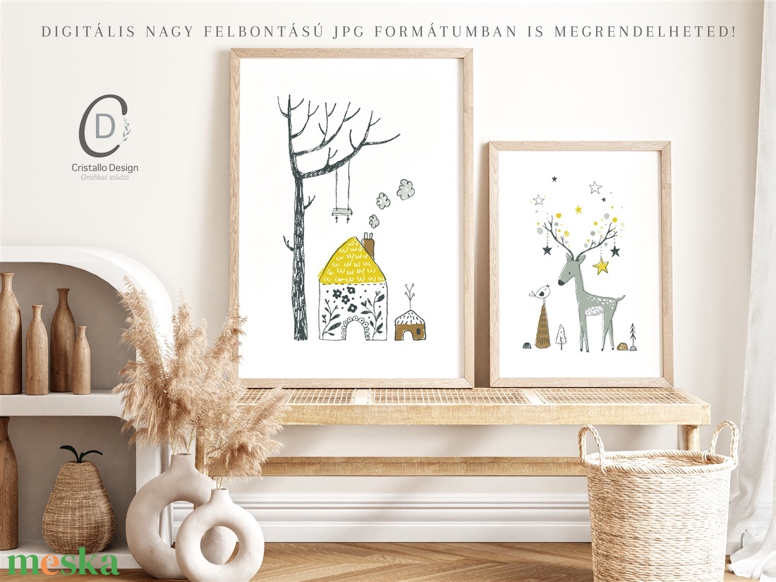 Erdei állatos falikép, skandináv poszter, gyerekszoba falikép szett 3 db - otthon & életmód - babaszoba, gyerekszoba - babaszoba kép - Meska.hu