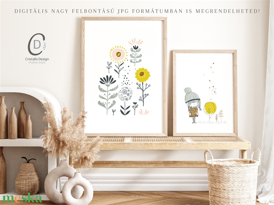 Kislány lufival falikép, skandináv poszter, gyerekszoba falikép szett 3 db - otthon & életmód - babaszoba, gyerekszoba - babaszoba kép - Meska.hu