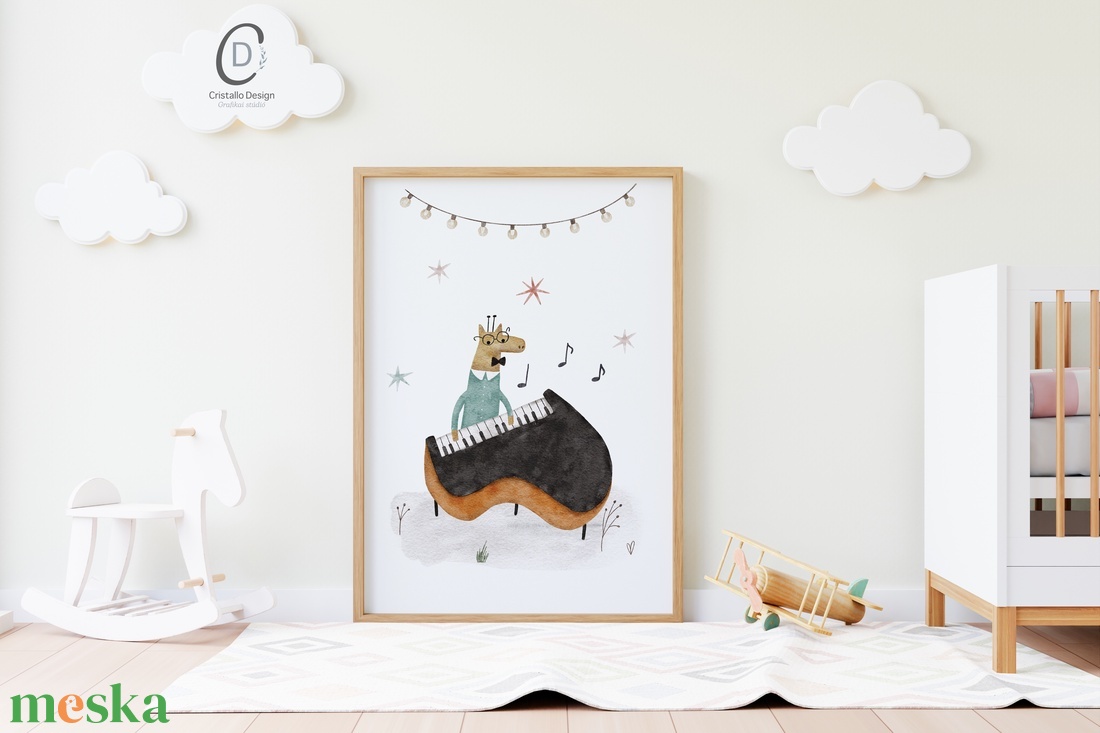 Erdei party gyerekszoba, óvodai poszter, jazz band falikép szett 3 db  - otthon & életmód - babaszoba, gyerekszoba - babaszoba dekoráció - Meska.hu