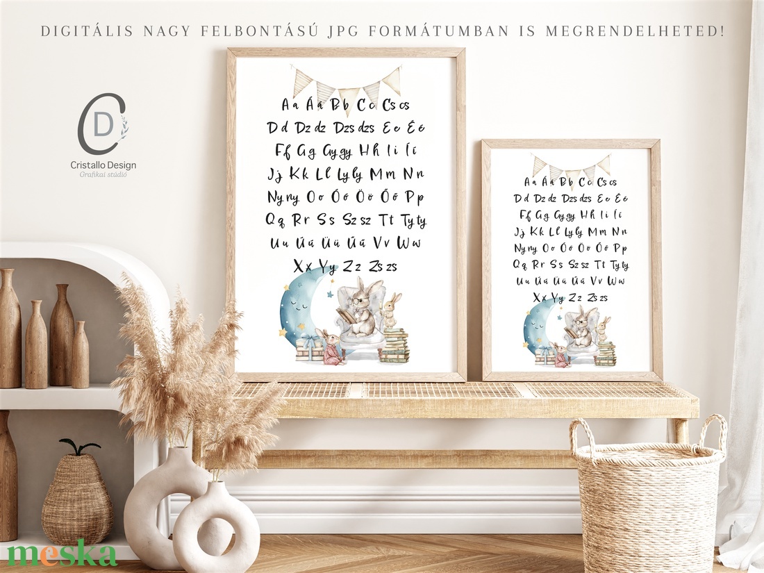 Teljes magyar ABC oktató poszter gyerekszobába, nyuszis dekoráció, kép - otthon & életmód - babaszoba, gyerekszoba - babaszoba kép - Meska.hu