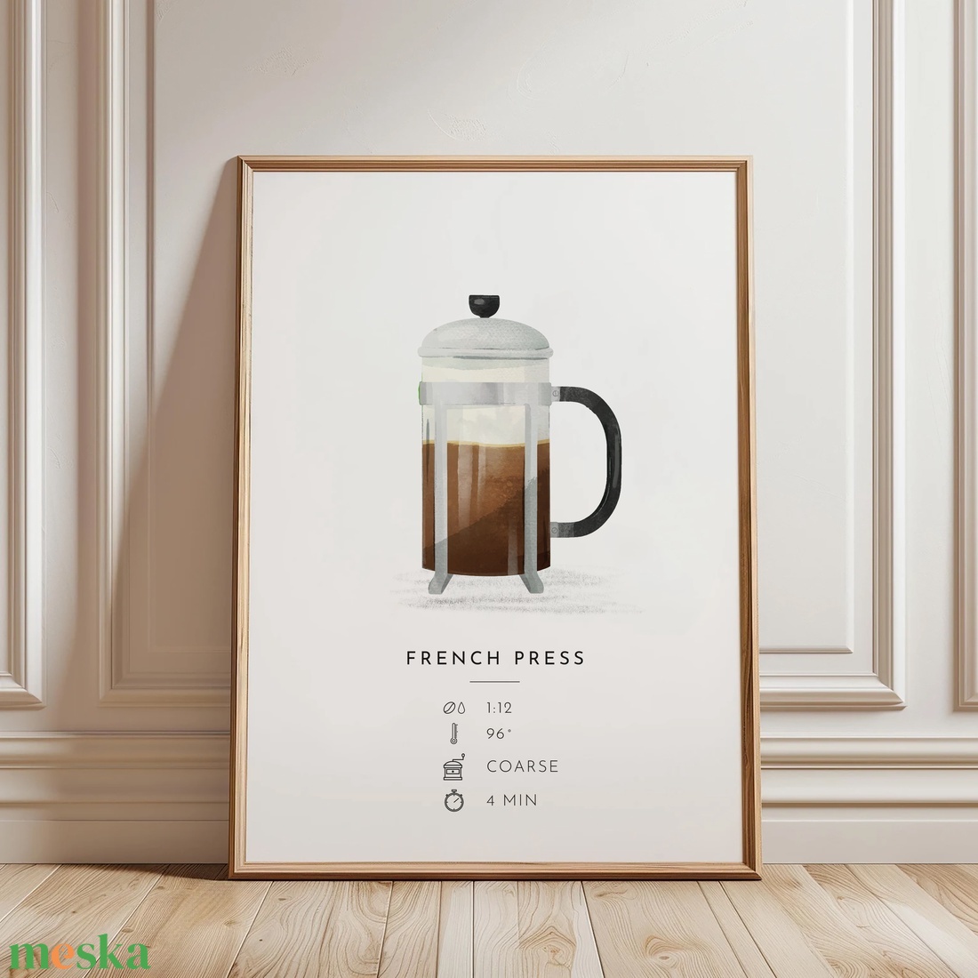 French press poszter, konyhai fali dekoráció,  kávéfőző kép - otthon & életmód - dekoráció - kép & falikép - poszter - Meska.hu