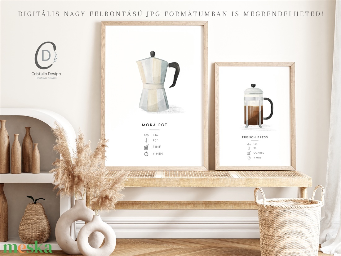 French press poszter, konyhai fali dekoráció,  kávéfőző kép - otthon & életmód - dekoráció - kép & falikép - poszter - Meska.hu