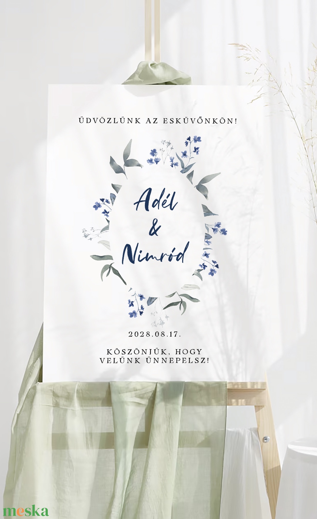 Vadvirágos esküvői üdvözlő tábla, vendégköszöntő, vendégváró poszter - esküvő - dekoráció - tábla & jelzés - Meska.hu