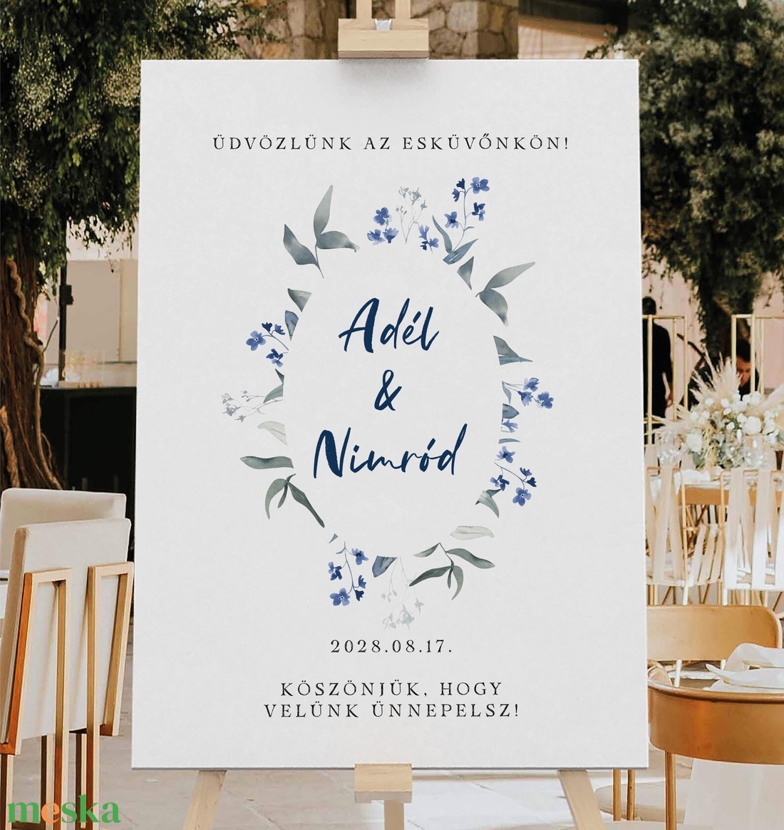 Vadvirágos esküvői üdvözlő tábla, vendégköszöntő, vendégváró poszter - esküvő - dekoráció - tábla & jelzés - Meska.hu